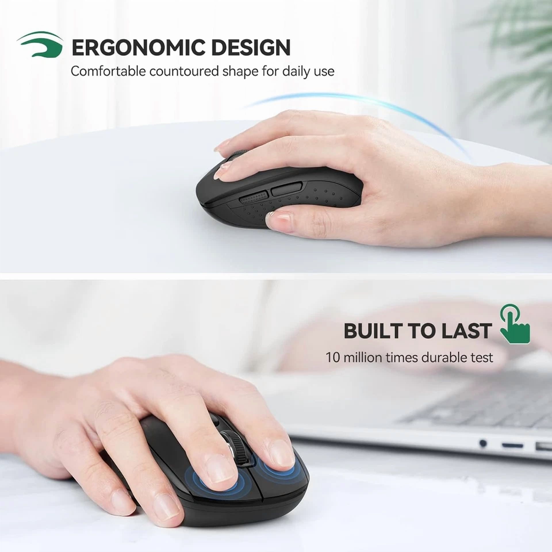 CRESTIN- Tecknet Wireless Bluetooth Mouse For Laptop, 2.4G Usb-A Silent Wireless Computer