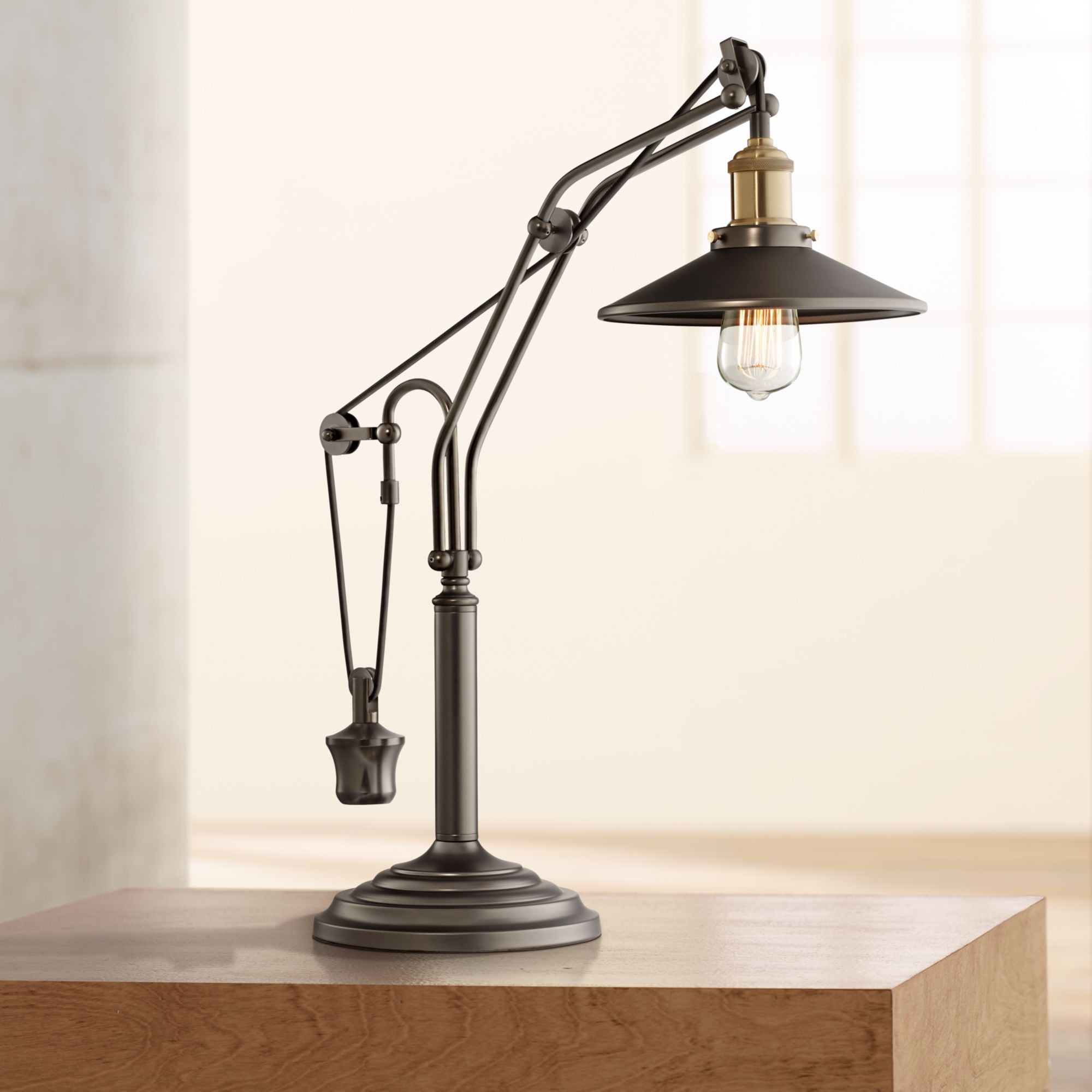 Franklin Iron Works Industrial Desk Lamp Oiled Rubbed Bronze Metal Shade Edison Bulb For Office Table