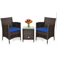 thumbnail image 3 of Patiojoy 3-Piece Patio Wicker Rattan Furniture Set Conversation Sofa Set with Coffee Table Navy, 3 of 7