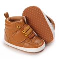 thumbnail image 4 of Siilsaa Baby Girls Boys Shoes Toddler First Walker Breathable Mesh Soft Sole High-Top Ankle Sneakers Crib Shoes Brown,12-18 Months, 4 of 5