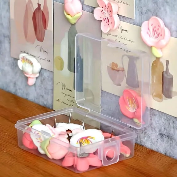 ULTNICE 24pcs Pin Bulletin Board Fun Push Pins Pink Hair Clips Thumbtacks Thumb Tack Cute Pins Resin