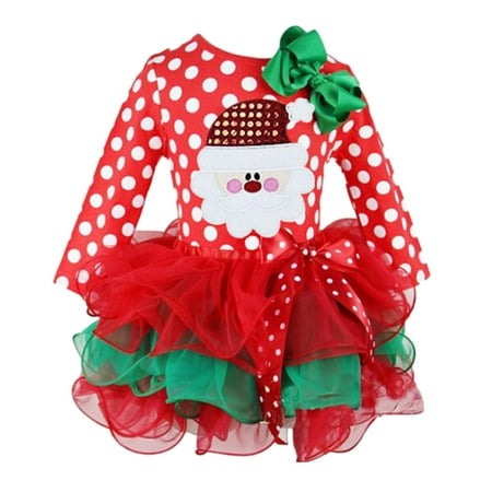 

Ozmmyan Christmas Toddler Clothes Baby Girls Toddlers Christmas Dresses Long Sleeve Lace Princess Gauze Dress on Christmas Clearance
