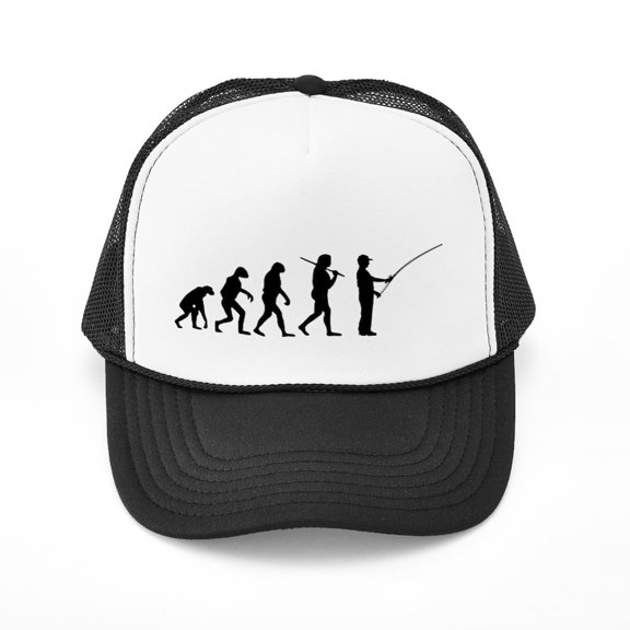 CafePress - The Evolution Of The Fisherman - Adjustable Unisex Printed Trucker Hat with Mesh Back