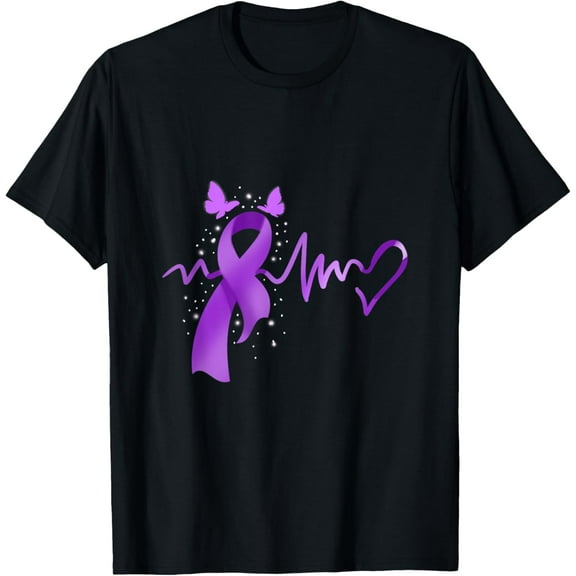 Epilepsy Awareness Heartbeat T-ShirtMen and women, Black T-shirt, size: Extra large