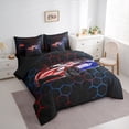 thumbnail image 4 of Manfei Racing Car 7-Piece Twin Bedding Sets,Modern Geometric Hockeycomb Bedding Comforter Set,Red Blue Black Sheet Sets For Boys Kids,Ultra Soft Home Decor Reversible, 4 of 9