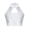 thumbnail image 3 of TiaoBug Kids Girls 2 Piece Hip Hop Street Jazz Dance Outfit Sleeveless Shiny Sequin Crop Top and Jogger Pants White 6, 3 of 7