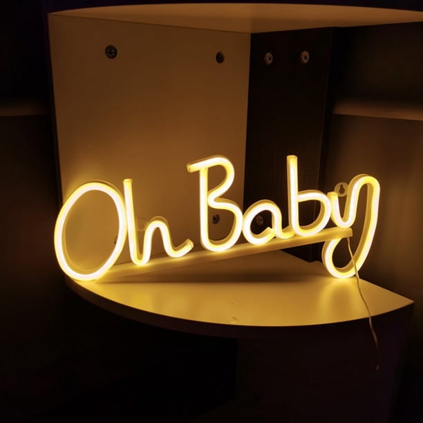 Luz de neón Oh Baby, letrero de neón blanco cálido para decoración de pared, letrero de luces de neón Oh Baby, LED neón con palabra para juego de dormitorio infantil
