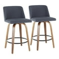 thumbnail image 2 of Carson Carrington  Vallberga 26" Counter Stool with Black Round Footrest (Set of 2) Grey Walnut Finish Wood,Polyester Blend Polyester Blend, 2 of 5