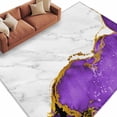 thumbnail image 2 of Purple Gold Marble Washable Living Room Rugs 5'x7', Abstract Wave Low Pile Throw Large Area Rugs Non-Slip Sturdy Edge Binding Carpet for Dining Room Bedside Kitchen, 2 of 9