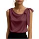thumbnail image 1 of Tops Casuales sin Mangas para las Mujeres Elegante Satén Encaje Blusa, Tanque de Verano de Color Sólido para el Uso Diario, 1 of 7