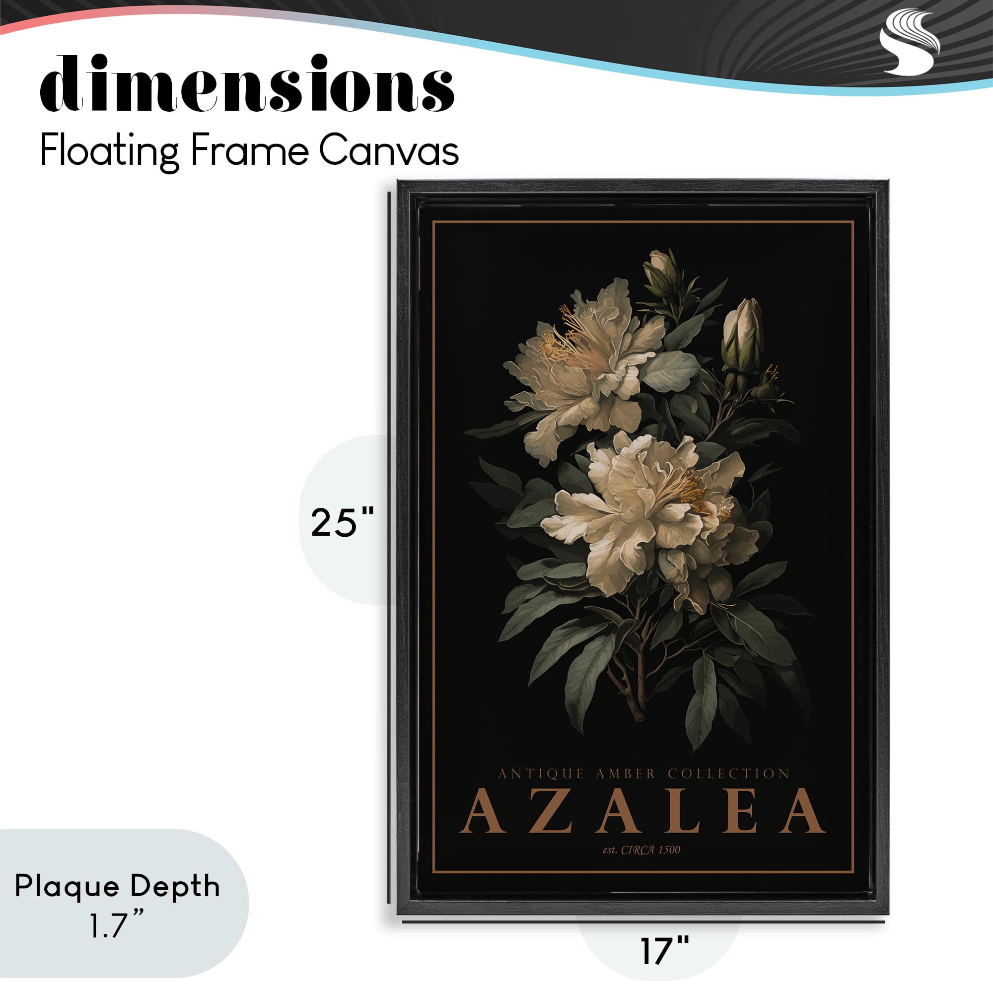 Stupell Industries Antique Azalea Light Black Framed Floater Canvas Wall Art, design by Chris Giampietro