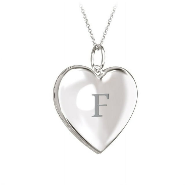 Initial Heart Locket Necklace in 10K White Gold