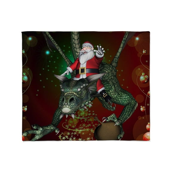CafePress - Funny Santa Claus Flying With A Dragon Throw Blank - Soft Fleece Throw Blanket, 50"x60" for All Ages
