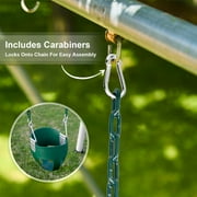 JBeeCtrl Toddler Swing Seat High Back Bucket Swing Seat with Coated Chain and Carabiners, Green