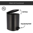 thumbnail image 3 of Stylish Black Metal Trash Can with Silent Soft Close Lid, Large 5L - 1.3 Gal Capacity, Durable Foot Pedal for Hands-Free Operation, Modern Square Design - Ideal for Bathroom, Home or Office, 3 of 10