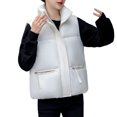 thumbnail image 4 of Gibobby gabardinas para mujer Chaqueta de moda sin mangas cálida con cuello levantado grueso de invierno para mujer, chamarra ligero de rendimiento de atlético y Y2K (Beige, XL), 4 of 4