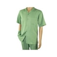 thumbnail image 3 of Men MONTIQUE 2pc Walking Leisure Suit Matching Set Short Sleeves 696 Apple Green, 3 of 8