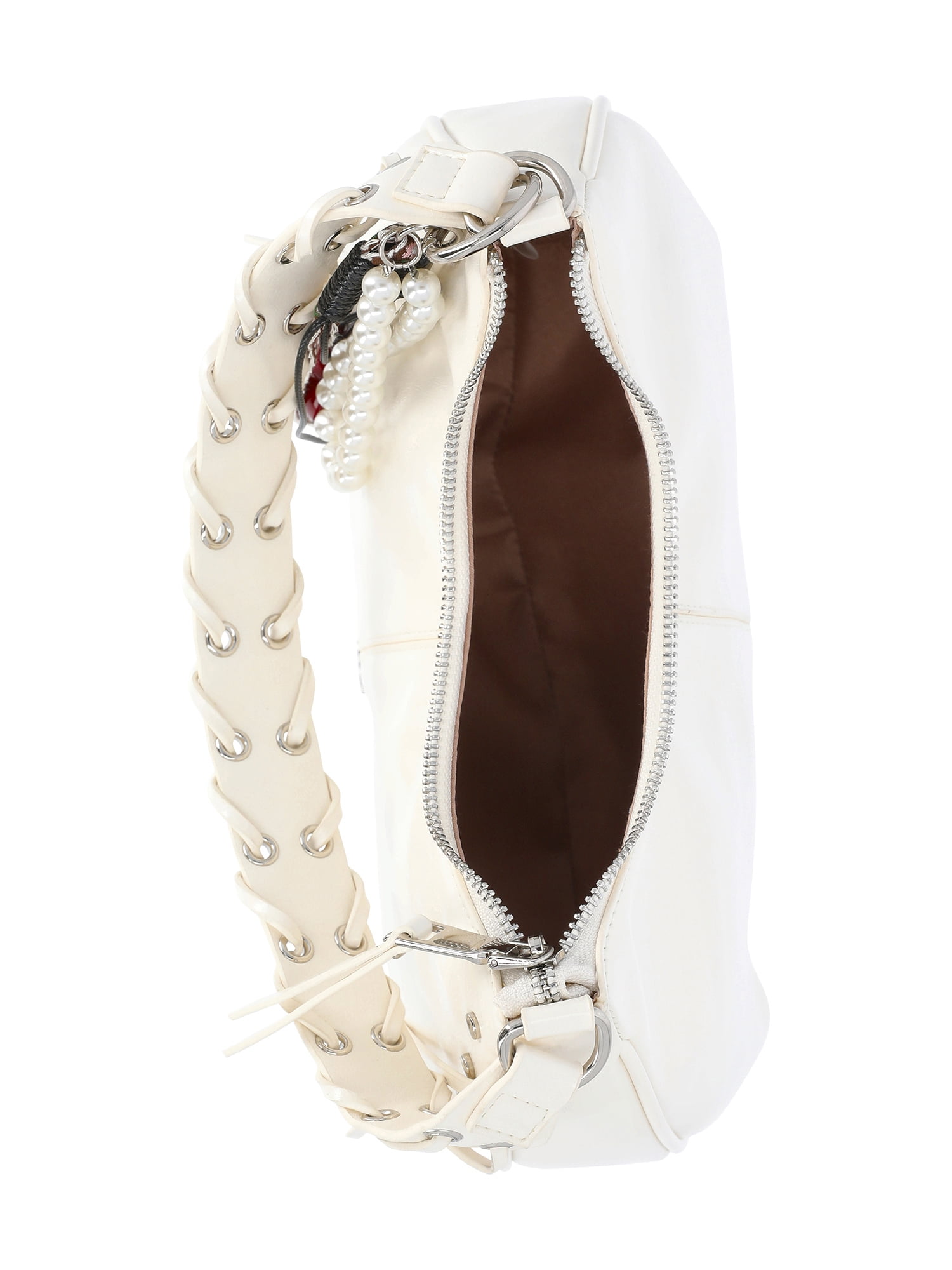 Madden NYC Women's Half Moon Stud Shoulder Bag, White