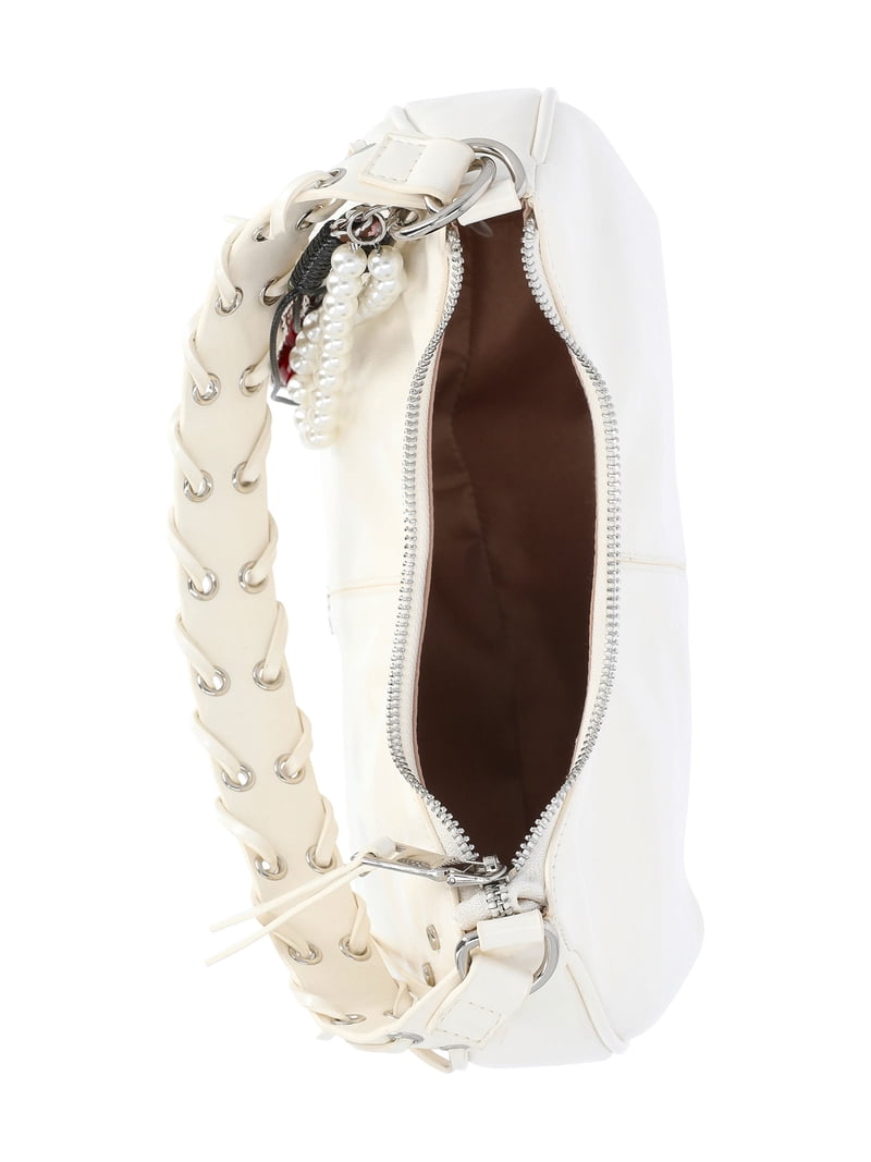 Madden NYC Women's Half Moon Stud Shoulder Bag, White - Walmart.com