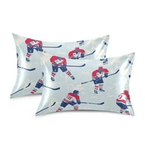 Yayeee Pillowcase Standard Size Set of 2 Satin Wrinkle Resistant Pillow Case, Blue Ice Hockey