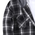 thumbnail image 5 of Mens Plaid Fleece Jacket Dqueduo Men's Flannel Plaid Long Sleeve Hooded Button Front Chest Pocket Casual Shirt Jacket Black XL, 5 of 5