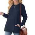 thumbnail image 5 of AOOCHASLIY Women's Blouse Womens Fashion Solid Round Neck Pleated Long Sleeve Loose T-shirt Tops, 5 of 5