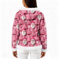 thumbnail image 4 of Women's Casual Fashion Long-Sleeve Zip-Up Fleece Hooded Cardigan with Christmas Print, Cozy and Warm for Winter Season,Purple Pink,XL, 4 of 5