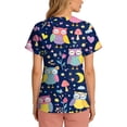 thumbnail image 6 of Kixjoy Scrubs Tops for Women Plus Size Casual Animal Printed Scrubs V Neck Stretchy Short Sleeve Shirt Lightweight Medical Womens Uniform Tops with Pockets, Purple Pink 5XL, 6 of 6