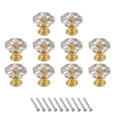 thumbnail image 1 of Uxcell 10 Pcs Perillas de Cristal para Cajones de 24 mm Tiradores para Armarios, Claro/Dorado, 1 of 6