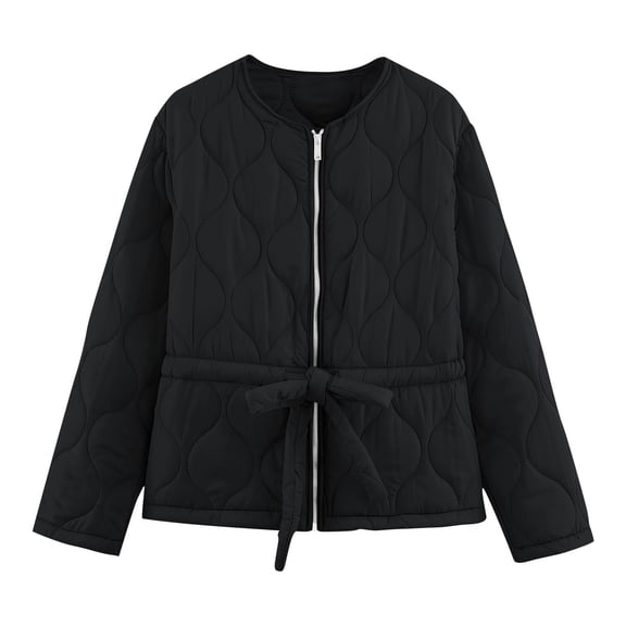 YueHuiYing Women's Floral Printed Quilted Jacket Long Sleeve Lightweight Jacket Fall Winter Casual Outerwear