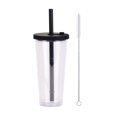 thumbnail image 1 of Boba Cup With Straw Smoothie Drinks Gradient Multicolor 23.5oz Double Layer With Cleaning Brush, 1 of 8