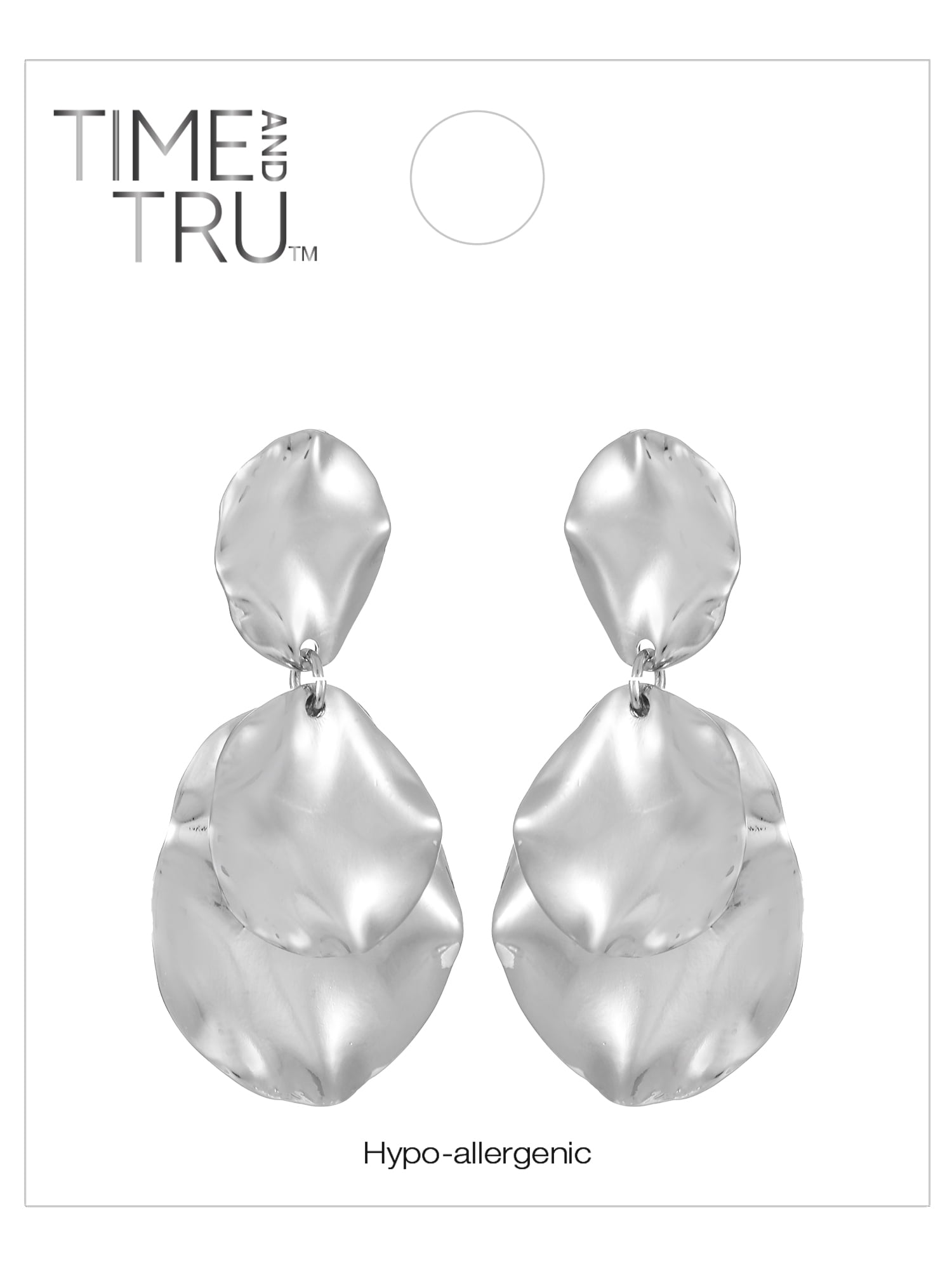 Time and Tru Silvertone Melted Metal Drop Earring, 1 Pair