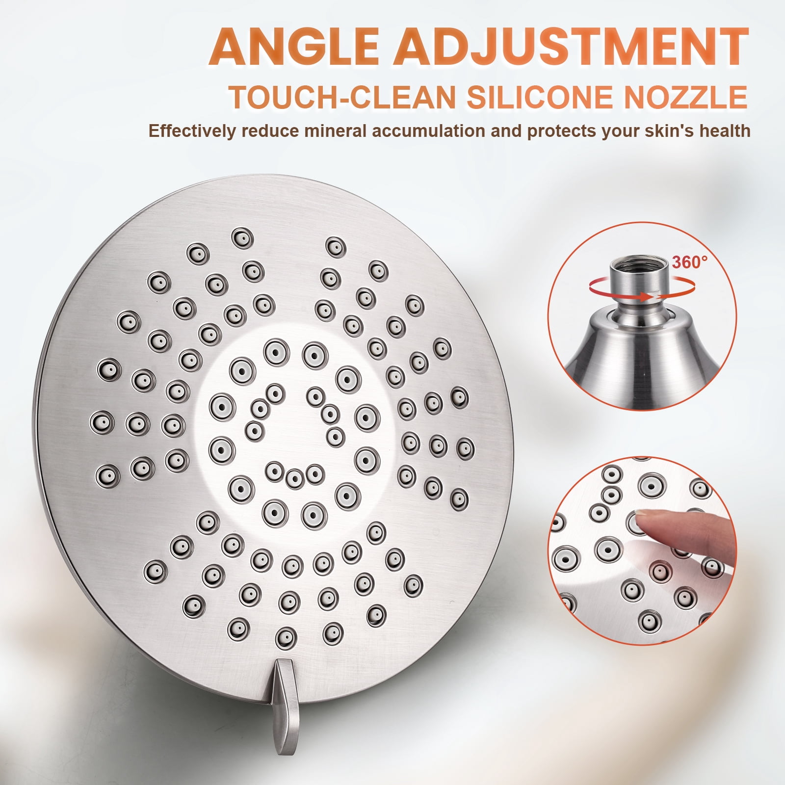Wowow Shower Faucet with Valve, Bathroom Tub Shower Faucet Kit, Single Handle Rain Shower Head with Tub Spout, Brushed Nickel
