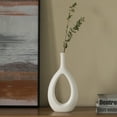 thumbnail image 5 of Contemporary White Ceramic Unique Shaped Flower Table Vase Centerpiece, 11 Inch, 5 of 11