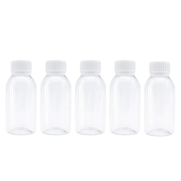TRENDBOX Paquete de 5 botellas de PET vacías transparentes de 100 ml/100 g/100 cc, plástico duro, duradero, tapa de rosca, relleno redondo, diamantes de imitación líquidos, contenedor de agua