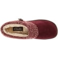 thumbnail image 5 of Clarks Burgundy Knitted Collar Winter Clog Rounded Closed Toe Slipper (Berry Premium Suede/Fur Lined, 8), 5 of 6