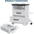 thumbnail image 3 of GarveeHome Farmhouse Rustic Nightstands with Charging Station, Modern Wood Night Stands Bedside Tables with 2 Drawers, White, 3 of 8