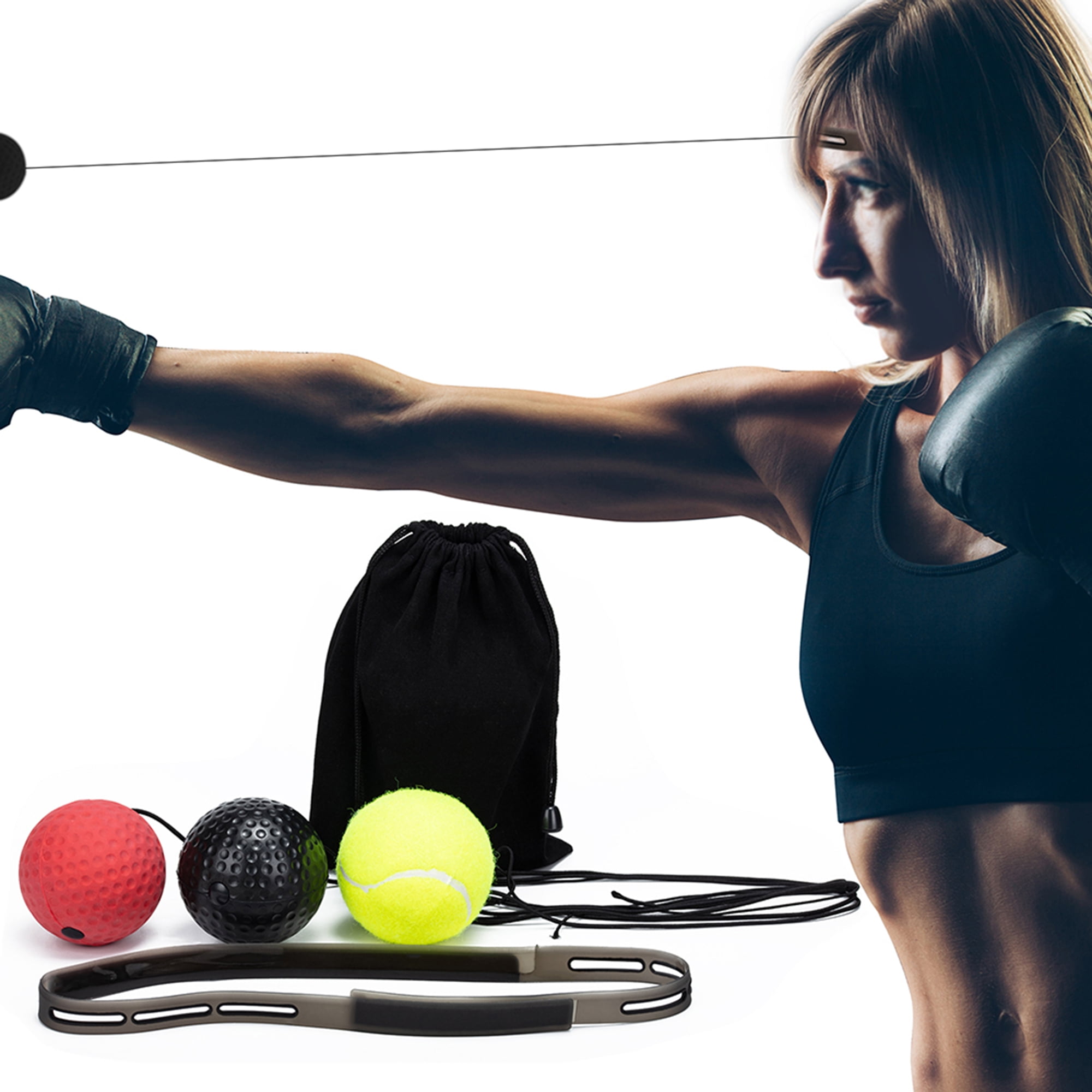 3× Boxing Fight Ball With Head Band For Reflex Speed Training Punching Exercise