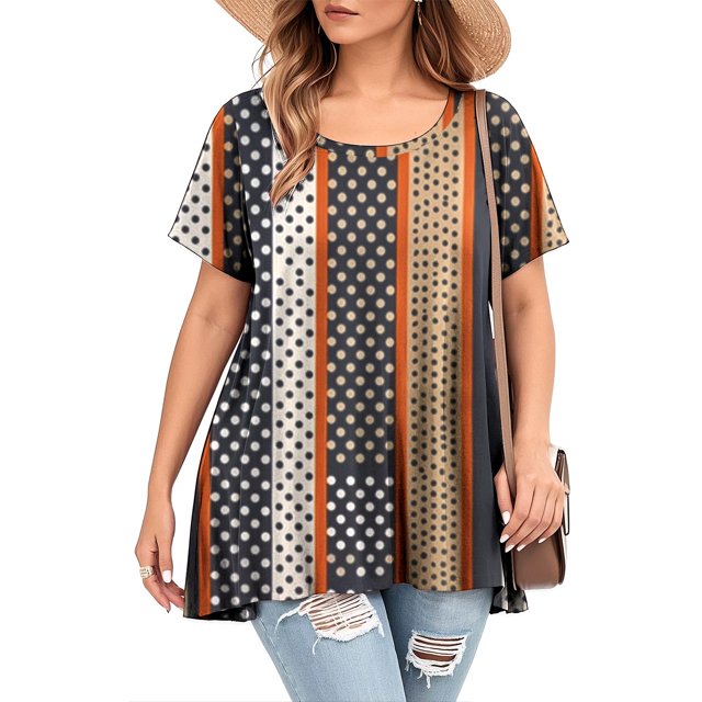 Ovzne Robes pour Femmes Robe de Plage Robe Ample à Manches Courtes Style Rétro Imprimé Col Rond Grande Taille Robe de Vacances à Manches Courtes Imprimée