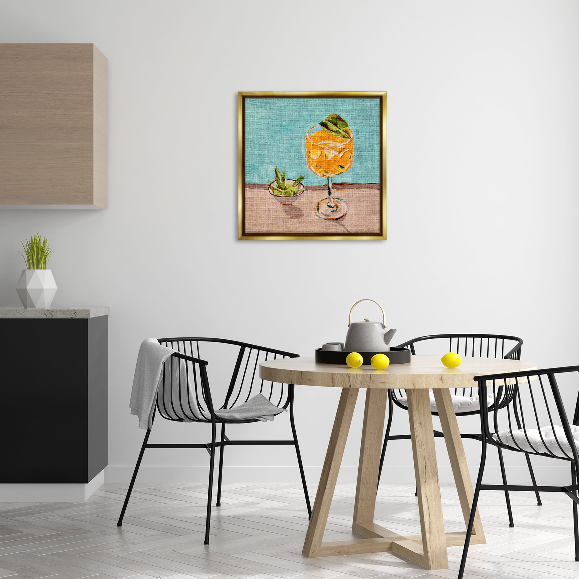 Stupell Industries Orange Cocktails Still Life Food & Beverage Painting Gold Floater Framed Canvas Art Print Wall Art, 25 x 25