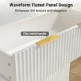thumbnail image 5 of ELYKEN 54" Fluted Dresser for Bedroom, White Wood 6 Drawer Dresser with Faux Marble Top and Gold Handle, Modern Large Wide Chest of Drawer for Living Room, Hallway, 5 of 9