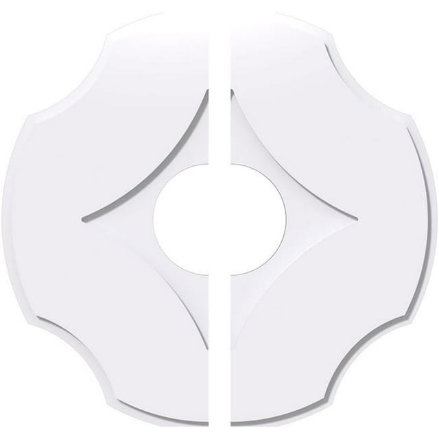 Ekena Millwork CMP18PL2-05000 18 Po OD x 5 Po ID Carré Percival Architecture Grade Médaillon de Plafond Contemporain PVC - 2 Pièces