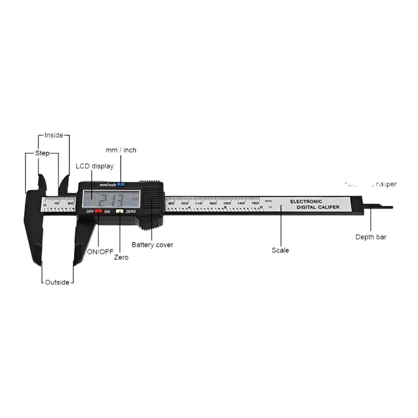 150mm Caliper Digital Electronic Digital Pachometer Carbon Fiber Vernier Gauge Micrometer Measuring Tool 6Inch