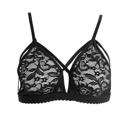 

Diconna Floral Sheer Lace Triangle Bralette Bra Crop Top