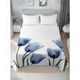 thumbnail image 4 of Blue Spring Floral Flat Sheets Only Queen Size, Soft Breathable Bed Top Sheets for Mattress, Tulip Blooming Summer Botanical Luxury Bedding Flat Sheets for Home Hotel Bedroom Bed Protection, 4 of 9