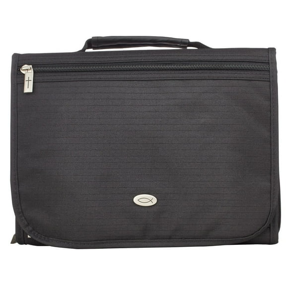 BC: Organizer Tri-fold Black Polyester Ichthus Badge - Medium