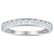 Inara Diamonds Classic Diamond Channel White Gold Wedding Rings, 9.5 inches