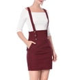 thumbnail image 6 of INSPIRE CHIC Women's High Waist Straight Braces Suspender Skirts XS Burgundy, 6 of 8