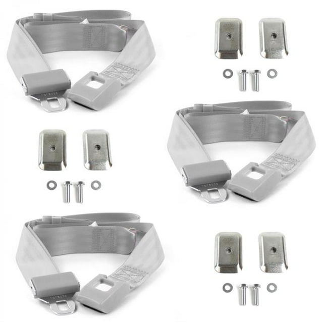 VW Type 3 Squareback Standard 2 Points Gris & Gris Kit de Ceinture de Sécurité avec Bracketry - 3 Ceintures