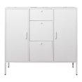 thumbnail image 1 of CRO Decor Armoire en Métal avec 2 Portes et 3 Tiroirs Rangement Polyvalent en Blanc, 1 of 7